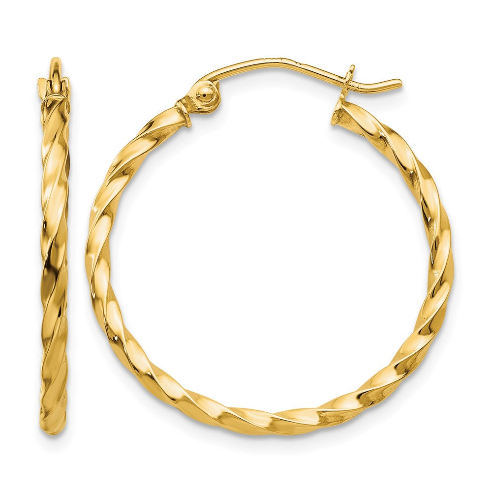 14k Twist Polished Hoop Earring, 22 x 2 mm