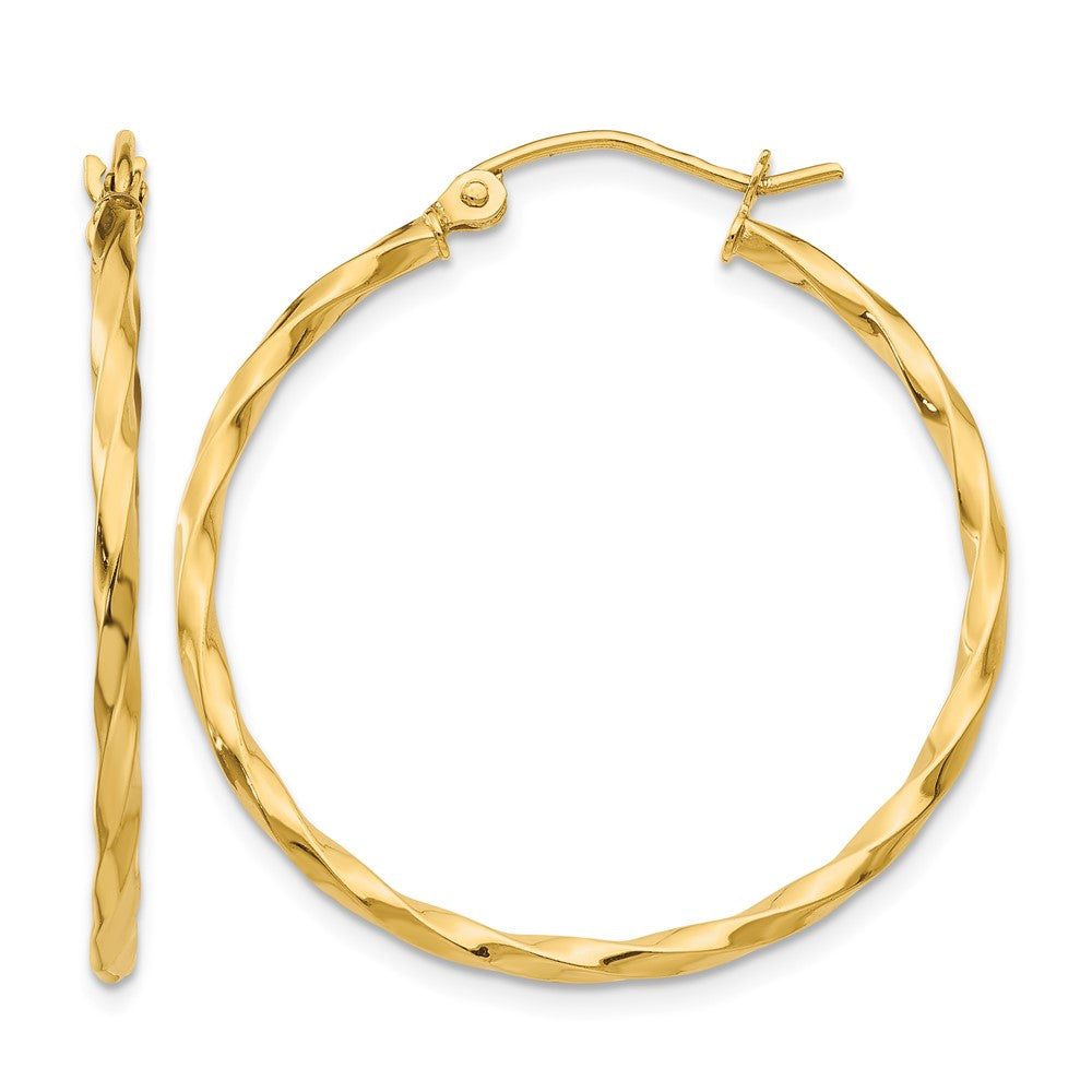14k Twist Polished Hoop Earring, 26 x 2 mm