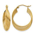 14k Lightweight Fancy Hoop Earrings, 26.5 x 5.25 mm