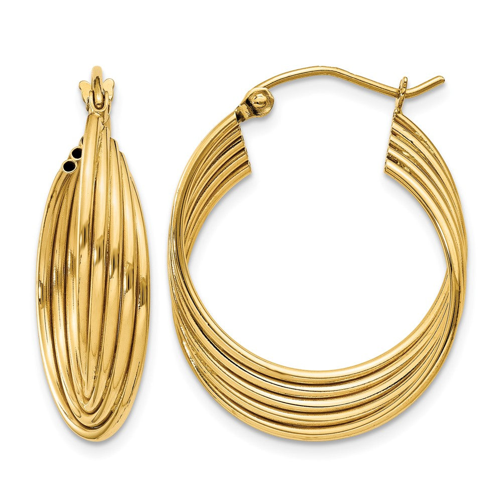 14k Lightweight Fancy Hoop Earrings, 26.5 x 5.25 mm