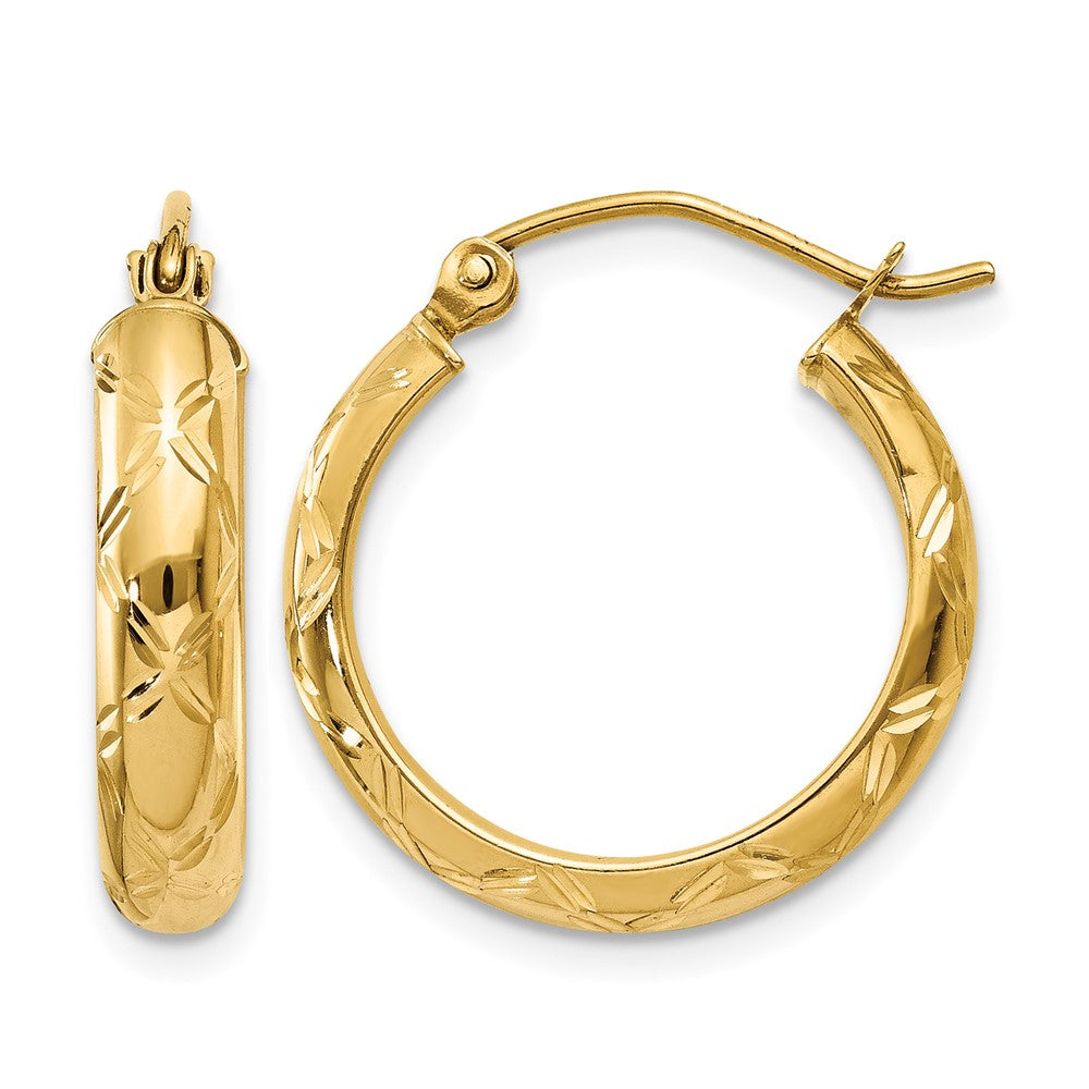 14k Diamond-cut Polished Hoop Earring, 17.3 x 17.8 mm
