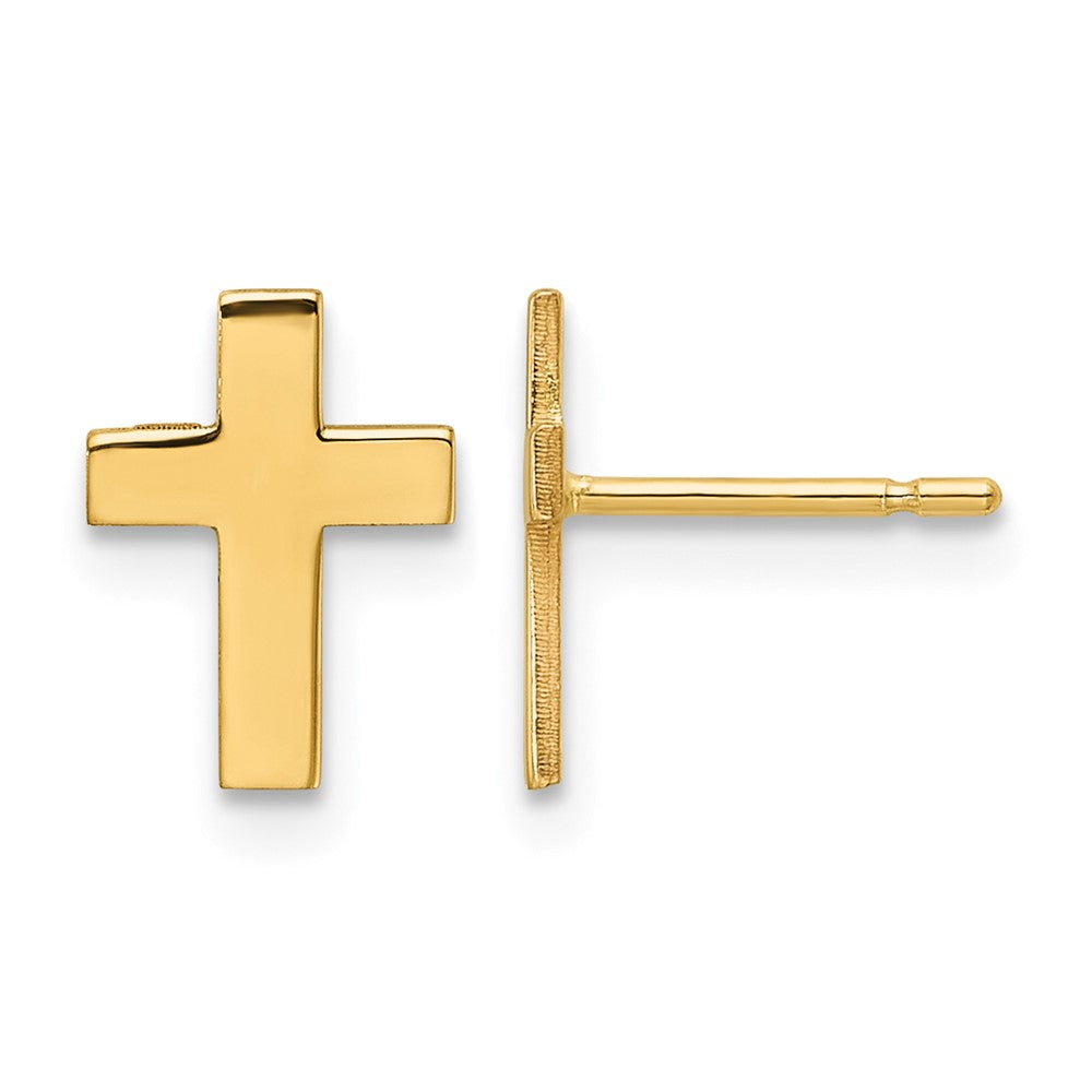 14k Polished Cross Post Earrings, 9 x 7 mm