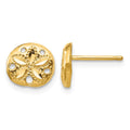 14K Diamond-cut Sand Dollar Earrings, 8 x 9 mm