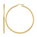14k 2x55mm Diamond-cut Round Tube Hoop Earrings, 55 x 2 mm