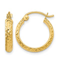 14K 2.8x15mm Diamond-cut Tube Hoop Earrings, 15 x 2.5 mm