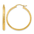 14K 2.8x30mm Diamond-cut Tube Hoop Earrings, 30 x 2.5 mm