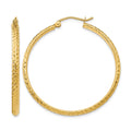 14K 2.8x37mm Diamond-cut Tube Hoop Earrings, 37 x 2.5 mm