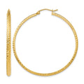 14K 2.8x46mm Diamond-cut Tube Hoop Earrings, 46 x 2.5 mm