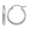 14K White Gold 2.8x18mm Diamond-cut Tube Hoop Earrings, 18 x 2.5 mm