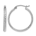 14K White Gold 2.8x25mm Diamond-cut Tube Hoop Earrings, 25 x 2.5 mm