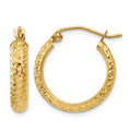 14K 3.5x17mm Diamond-cut Tube Hoop Earrings, 17 x 3.5 mm