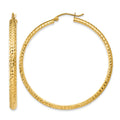 14K 3.5x46mm Diamond-cut Tube Hoop Earrings, 46 x 3.5 mm