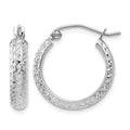 14K White Gold 3.5x17mm Diamond-cut Tube Hoop Earrings, 17 x 3.5 mm