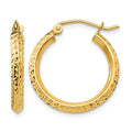 14K 2.5x20mm Knife-Edge Diamond-cut Tube Hoop Earrings, 20 x 2.5 mm