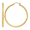 14K 2.5x45mm Knife-Edge Diamond-cut Tube Hoop Earrings, 45 x 2.5 mm