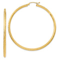 14K 2.5x55mm Knife-Edge Diamond-cut Tube Hoop Earrings, 55 x 2.5 mm