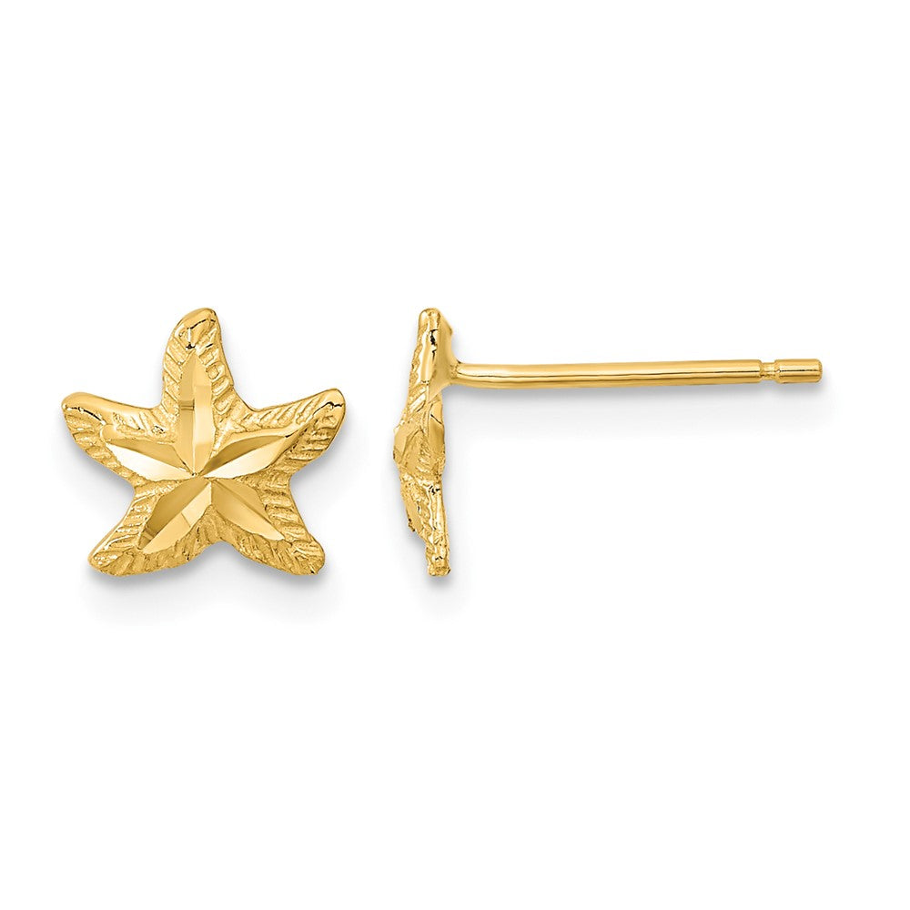 14k Polished Diamond-cut Starfish Post Earrings, 8.8 x 8.2 mm