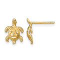 14k Polished Diamond-cut Sea Turtle Post Earrings, 11 x 8 mm