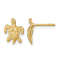 14k Polished Diamond-cut Sea Turtle Post Earrings, 11 x 9 mm