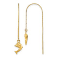 14k Polished Dolphin Threader Earrings, 59 x 8 mm