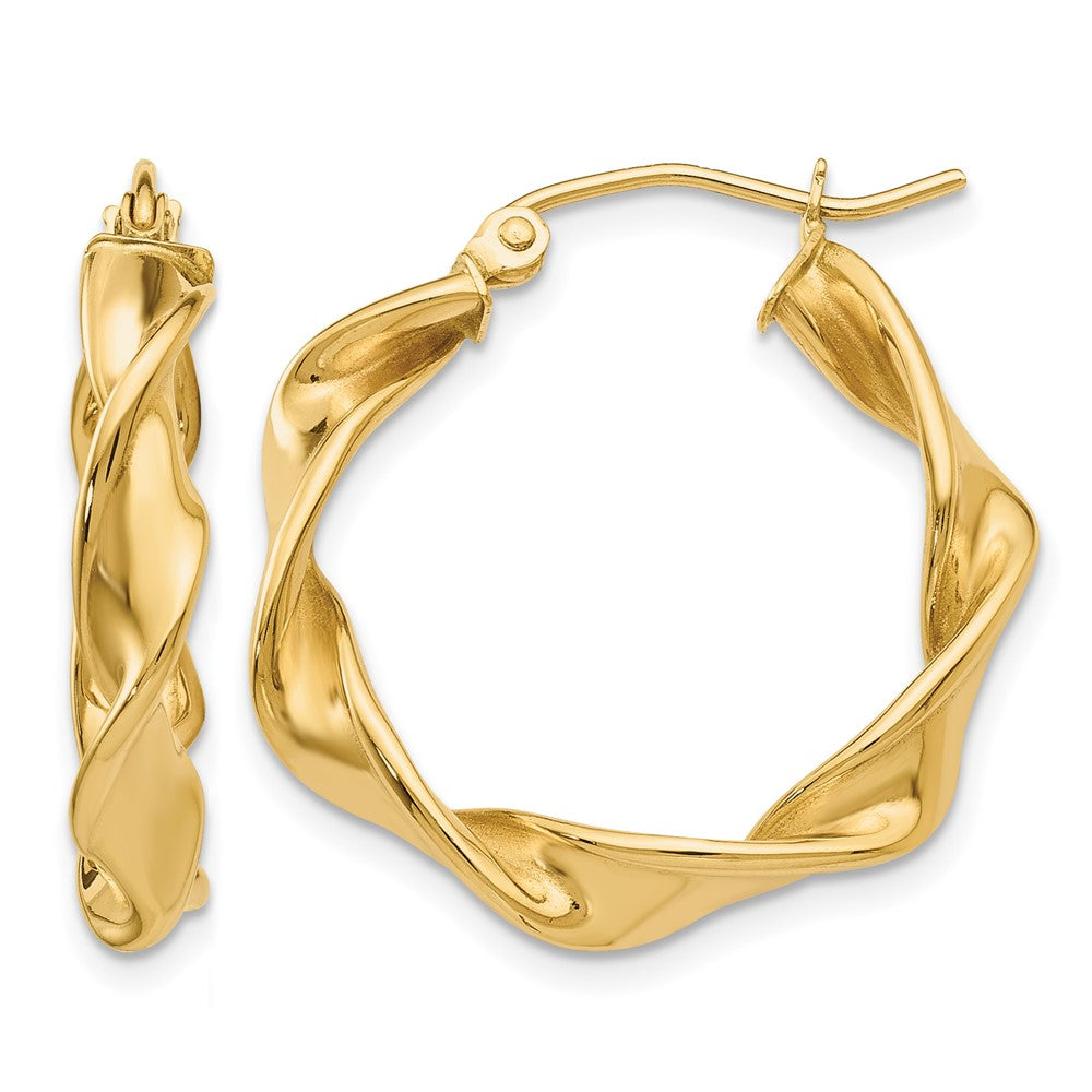 14k 4.00mm Twisted Hoop Earrings, 18 x 4 mm