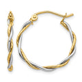 14k Two-tone Polished1.8mm Twisted Hoop Earrings, 21.5 x 1.8 mm