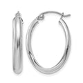 14k White Gold 3.5x16mm Polished Oval Tube Hoop Earrings, 24 x 3.5 mm