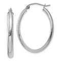 14k White Gold 3.5x30mm Polished Oval Tube Hoop Earrings, 20 x 3.5 mm