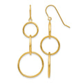 14k 3 Circle Dangle Wire Earrings, 46 x 16 mm