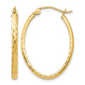 14k 2.5x29mm Lightweight Diamond-cut Oval Tube Hoop Earrings, 29 x 2.5 mm