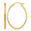 14k 2.5x35mm Lightweight Diamond-cut Oval Tube Hoop Earrings, 35.5 x 2.5 mm
