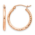 14k Rose Gold 2x20mm Diamond-cut Polished Tube Hoop Earrings, 20 x 2 mm