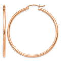 14k Rose Gold 2x40mm Polished Lightweight Tube Hoop Earrings, 40 x 2 mm