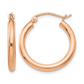 14k Rose Gold 2.5x20mm Polished Lightweight Tube Hoop Earrings, 20 x 2.5 mm