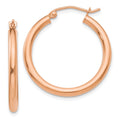 14k Rose Gold 2.5x25mm Polished Lightweight Tube Hoop Earrings, 25 x 2.5 mm