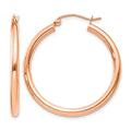 14k Rose Gold 2.5x30mm Polished Lightweight Tube Hoop Earrings, 30 x 2.5 mm