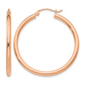 14k Rose Gold 2.5x35mm Polished Lightweight Tube Hoop Earrings, 35 x 2.5 mm
