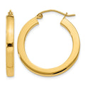 14k 3x25mm Polished Square Tube Hoop Earrings, 25 x 3 mm