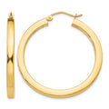 14k 3x35mm Polished Square Tube Hoop Earrings, 35 x 3 mm
