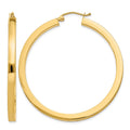 14k 3x45mm Polished Square Tube Hoop Earrings, 45 x 3 mm