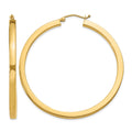 14k 3x50mm Polished Square Tube Hoop Earrings, 50 x 3 mm