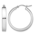 14k White Gold 4x25mm Polished Tube Hoop Earrings, 25 x 4 mm, 2.2 g