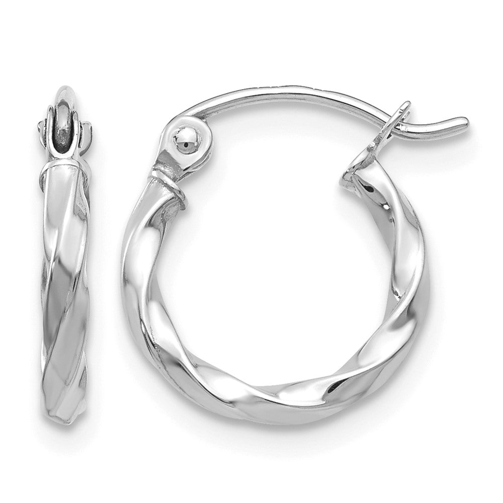 14k WG Twist Polished Hoop Earring, 10 x 2 mm