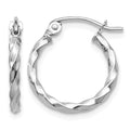14k WG Twist Polished Hoop Earring, 12 x 2 mm
