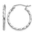 14k WG Twist Polished Hoop Earring, 15 x 2 mm