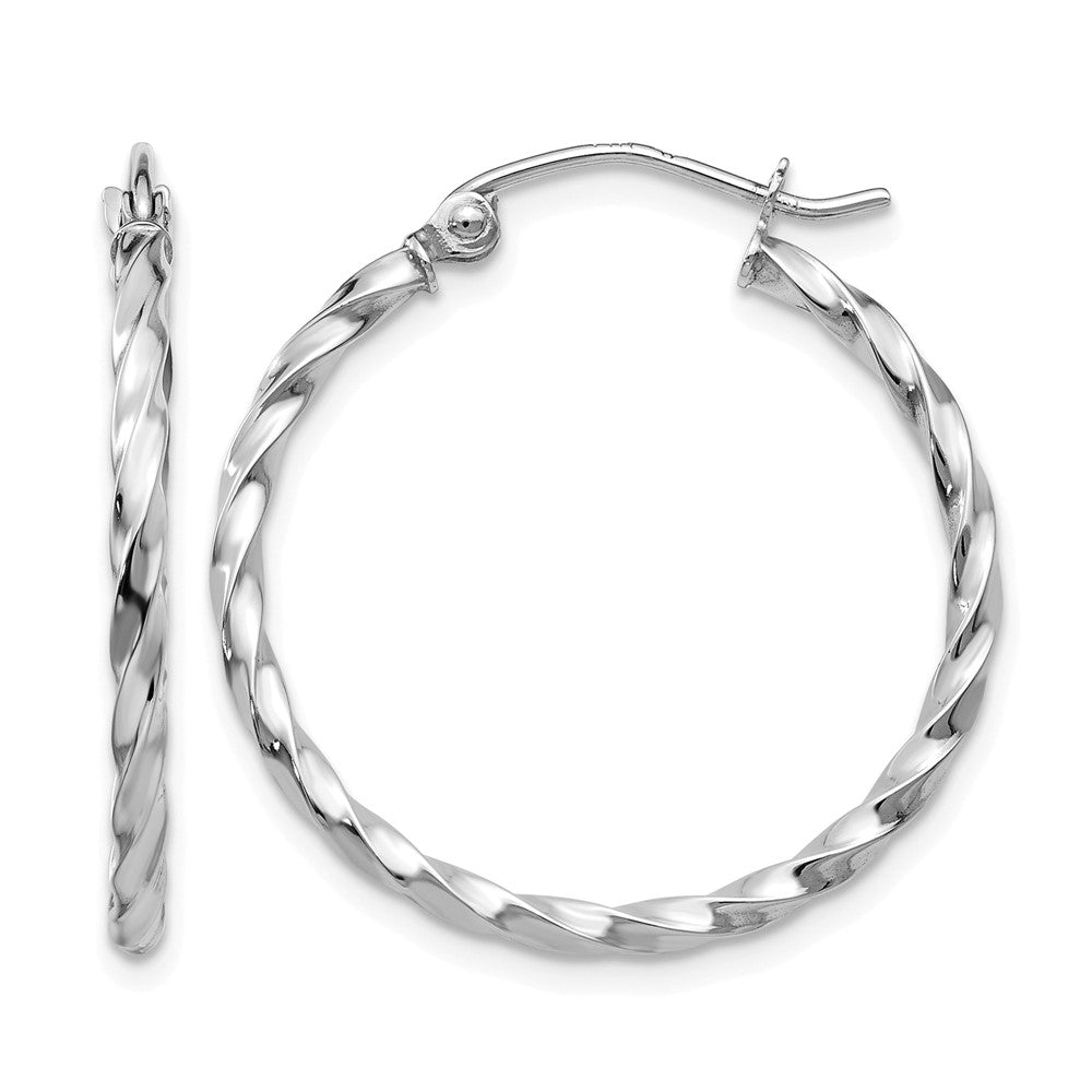 14k WG Twist Polished Hoop Earring, 22 x 2 mm