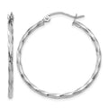 14k WG Twist Polished Hoop Earring, 26 x 2 mm