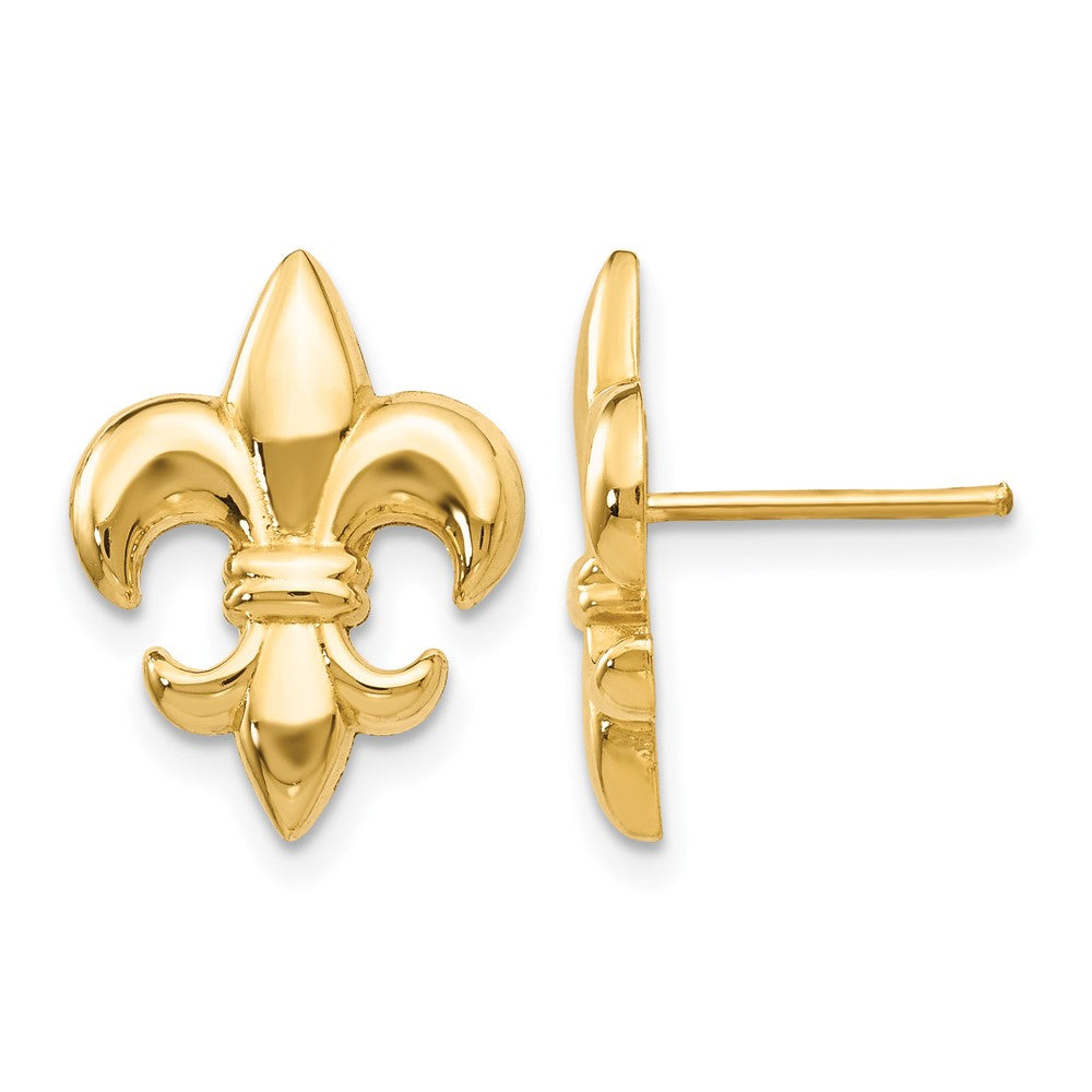 14k Polished Fleur-De-Lis Post Earrings, 15 x 11 mm