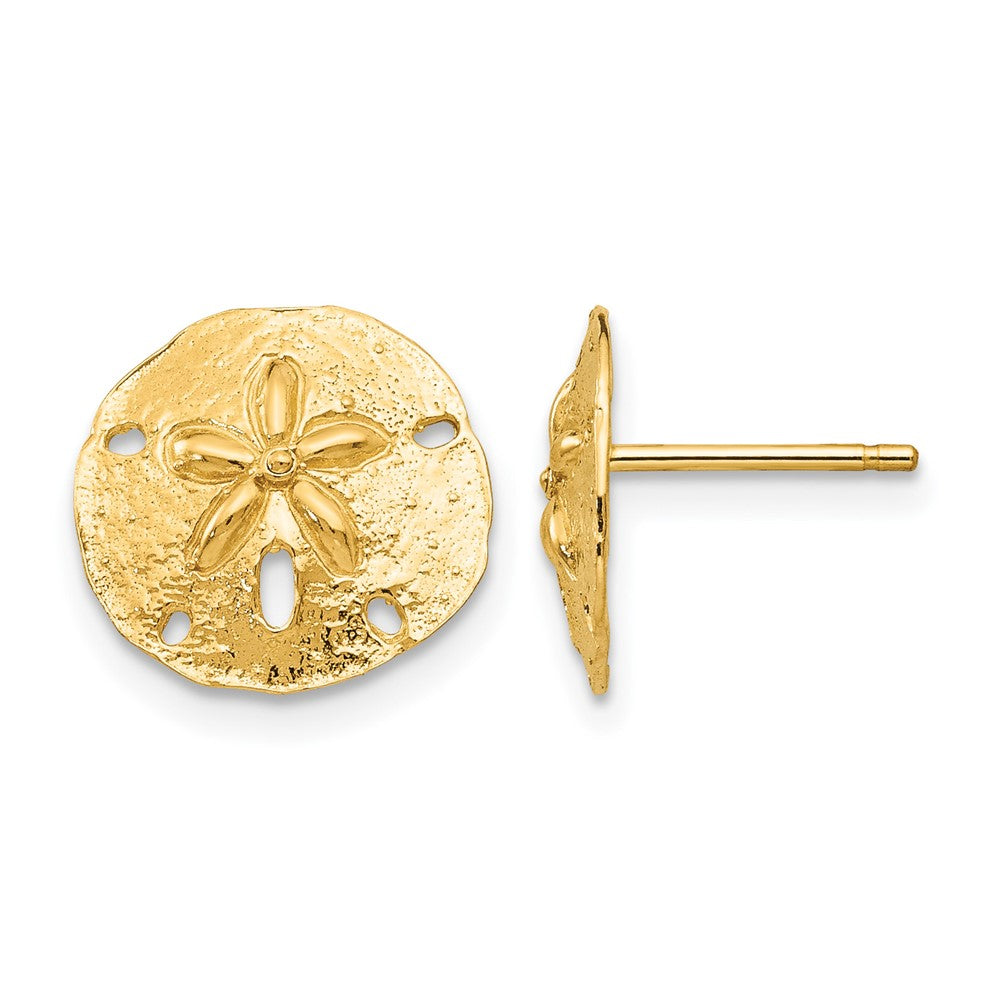 14k Sand Dollar Post Earrings, 12 x 12 mm