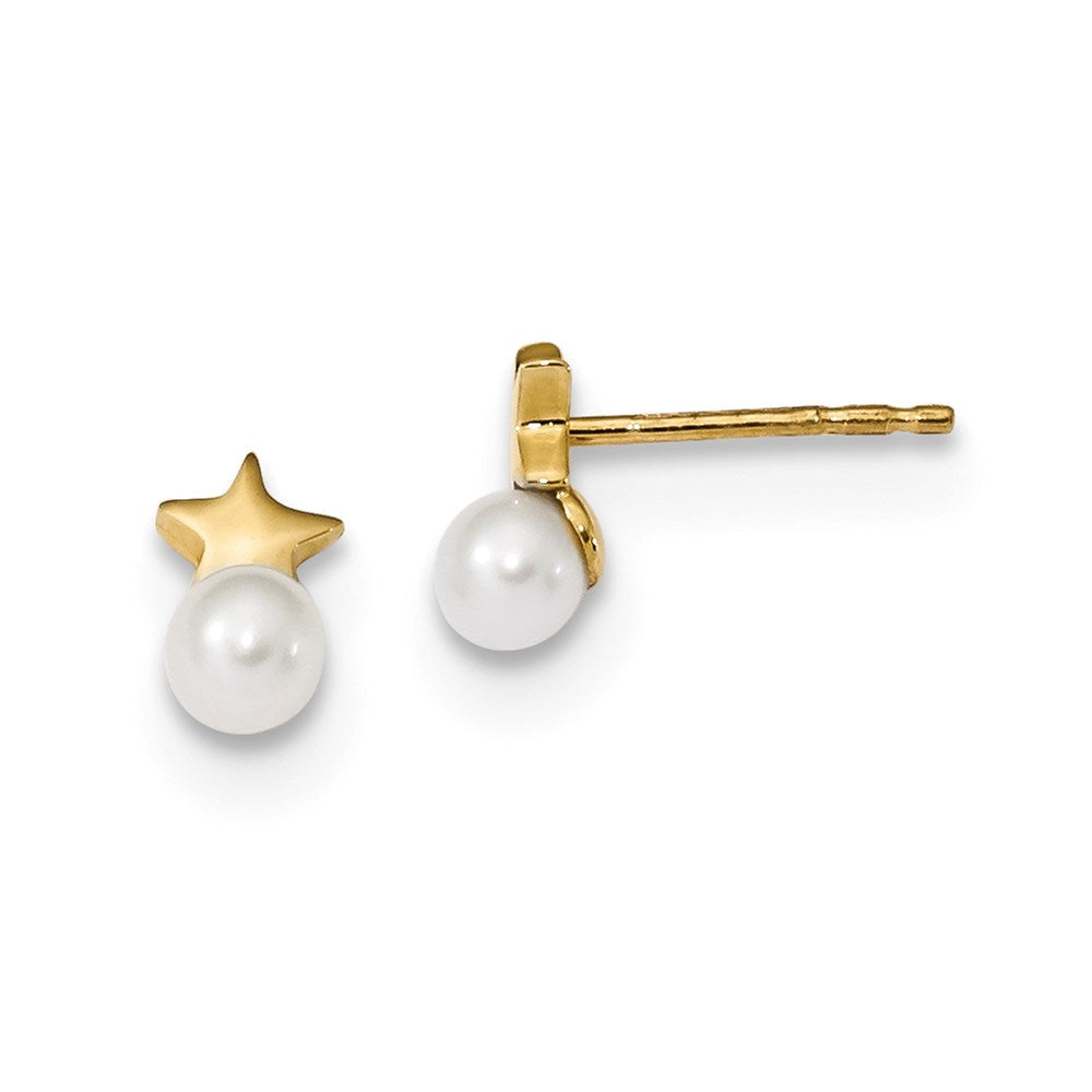 14k Freshwater Cultured Pearl Star Polished Post Earrings, 8.2 mm